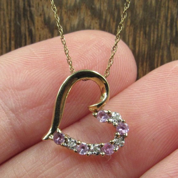 Jewelry - 18" 10K Gold Topaz Heart Diamond Accent Necklace